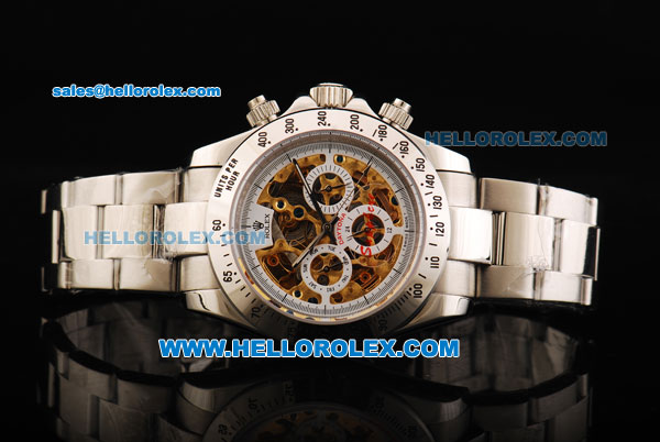 Rolex Daytona Skeleton Oyster Perpetual Date Automatic with Skeleton Yellow Dial and White Bezel - Click Image to Close